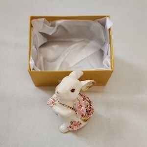 NIB White and Pink Rabbit Tchotchke